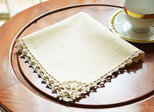 Napkin with Crochet Edges. Vanilla color. 17" napkins.